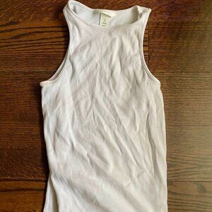 Casual white tank top, small, long but fitted,